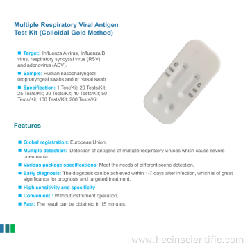 Multiple Respiratory Viral Antigen Test Kit (Colloidal Gold Method)